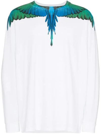 Marcelo Burlon County Of Milan Printed Wings Cotton Jersey Ls T-shirt In White