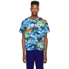 Kenzo World Printed Cotton T-shirt In Blue