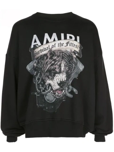Amiri Pitbull Print Cotton Jersey Sweatshirt In Black