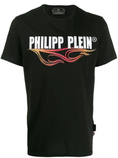 Philipp Plein Print & Embellished Cotton T-shirt In Black