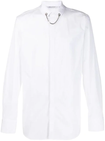 Neil Barrett Cotton Poplin Shirt W/ Detachable Chain In White