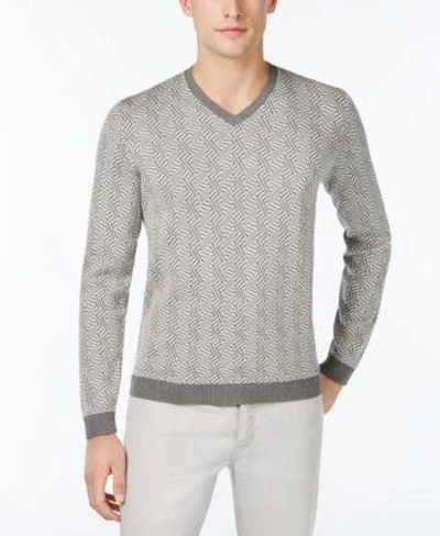 Calvin Klein Men&#039;s Slim-fit Jacquard Sweater In Gray