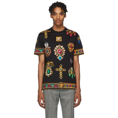 Versace Jewelry Print Cotton Jersey T-shirt In Black