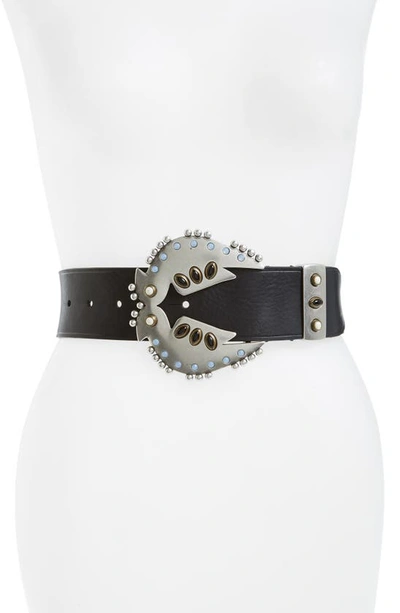 Isabel Marant Wanda Embellished Leather Belt In Black