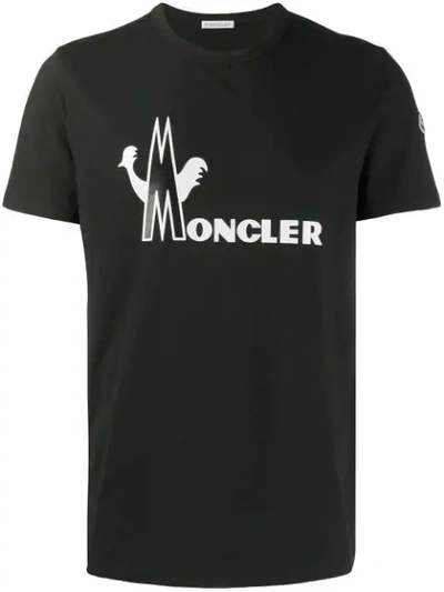 Moncler Printed Cotton Jersey T-shirt In Black