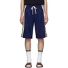 Gucci Cotton Blend Jersey Shorts W/ Logo Tape In 4420 Blue