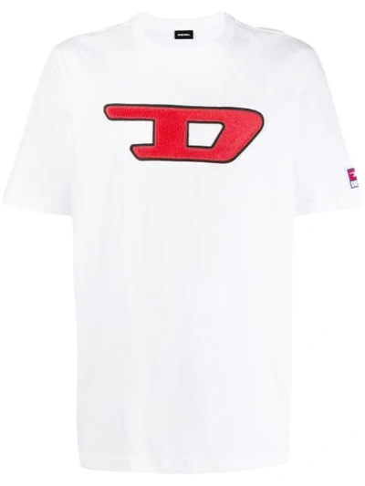 Diesel D Logo Patch Cotton Jersey T-shirt In White