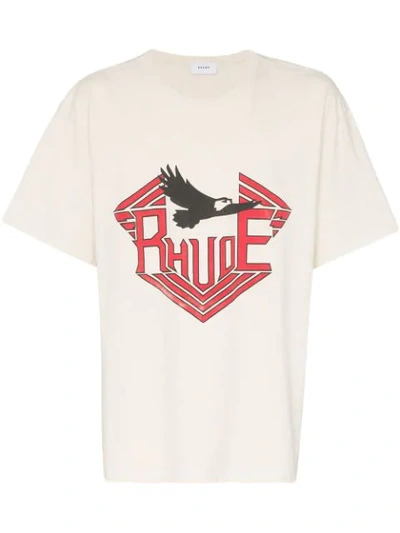 Rhude Rhanger Printed Cotton Jersey T-shirt In White