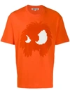 Mcq By Alexander Mcqueen 'mcq Chester Monster' Velvet Flock Print T-shirt In 6432 Electric Orange