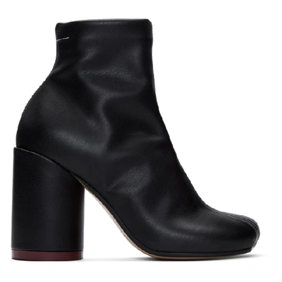 Mm6 Maison Margiela Heel-stamp Leather Boots In Black