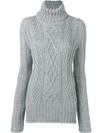 Thom Browne 'aran' Rollkragenpullover In Grigio