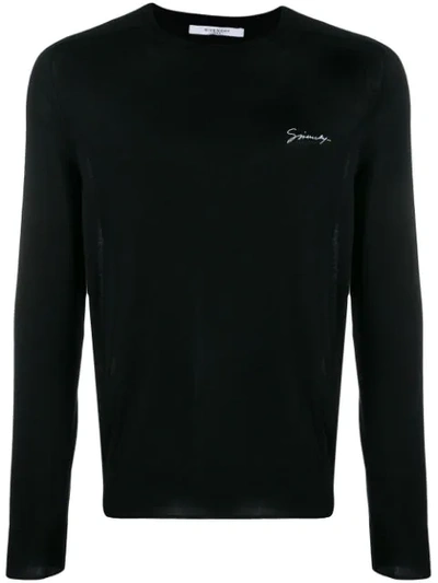 Givenchy Sweater With Embroidered Logo In Black