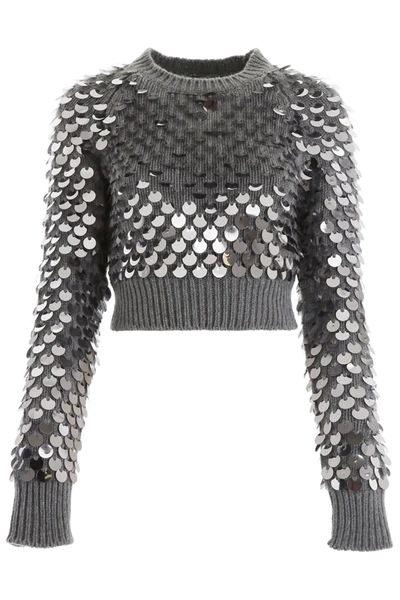 Prada Pullover With Sequins In Grey,silver