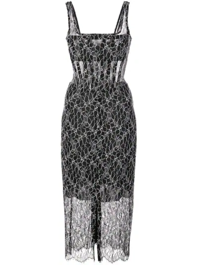 Dion Lee Vein Lace Corset Midi Dress In Blue
