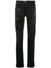 Philipp Plein Straight Supreme Skull Jeans In Black