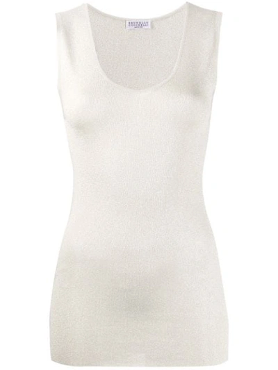 Brunello Cucinelli Scoop Neck Tank Top In Neutrals