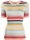 Missoni Short-sleeved Striped Knit Top In Neutrals