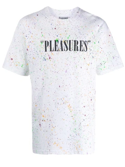 Pleasures Logo Splatter Print T-shirt In White