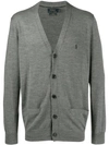 Polo Ralph Lauren Embroidered Logo Cardigan In Grey