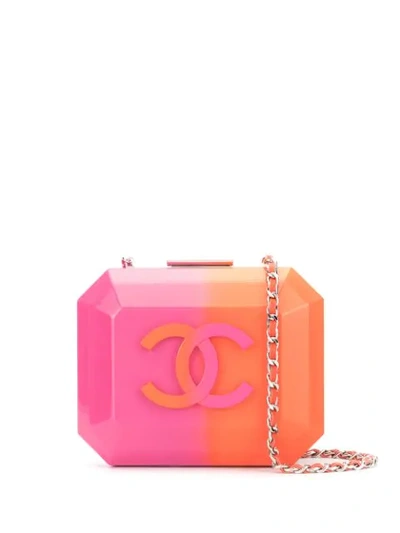 Pre-owned Chanel Structured Logo Crossbody Bag In Pink