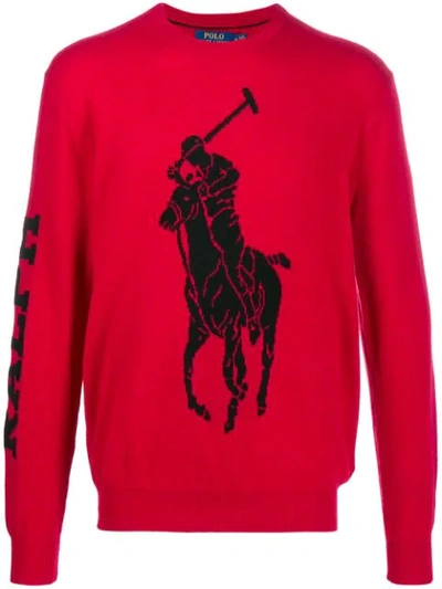 Polo Ralph Lauren Loryelle Pony Merino Wool Knit Sweater In Red