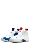 Nike Air Foamposite One Sneaker In White/ Game Royal/ Habanero