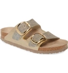 Birkenstock Arizona Big Buckle Slide Sandal In Blue Oiled Leather