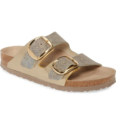 Birkenstock Arizona Big Buckle Slide Sandal In Blue Oiled Leather