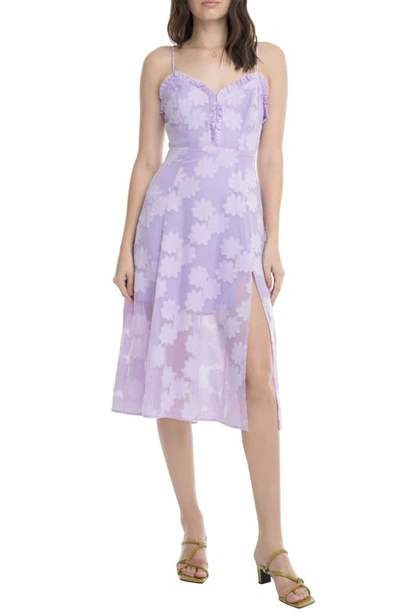 Astr Elaina Floral Applique Sundress In Lavender Shadow