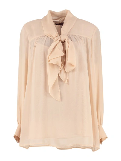 Max Mara Silk Georgette Blouse In Pale Pink