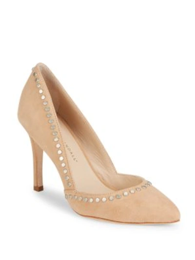 Loeffler Randall Point Toe Studded Pumps In Nude