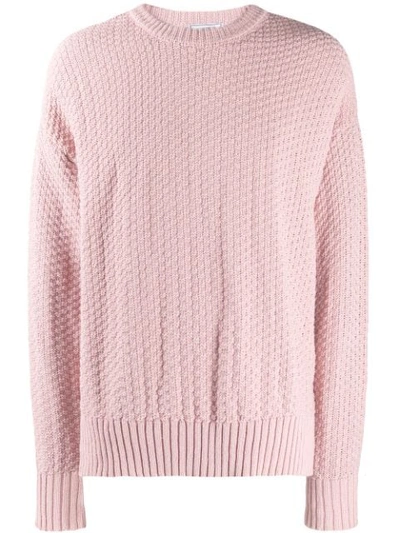 Ami Alexandre Mattiussi Long-sleeved Crew-neck Sweater In Pink
