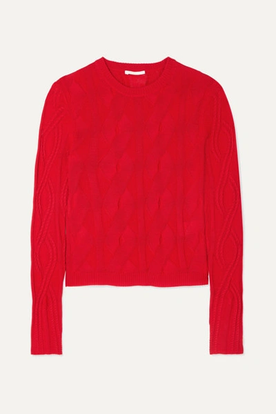 Chloé Cable-knit Wool And Silk-blend Sweater In Red