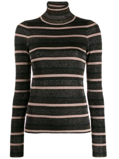 Ulla Johnson Genie Striped Metallic Knitted Turtleneck Sweater In Neutrals