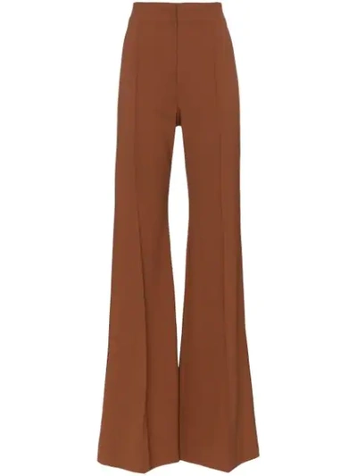 Chloé Grain De Poudre Stretch-wool Flared Pants In Brown