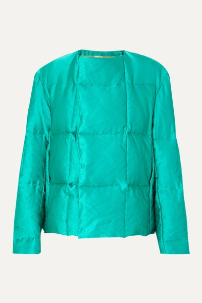 Dries Van Noten Vigo 绗缝缎布羽绒外套 In Emerald