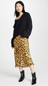 Anine Bing Bar Leopard-print Silk-charmeuse Midi Skirt In Black/gold