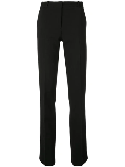 The Row Roosevelt Wool-blend Crepe Straight-leg Pants In Black