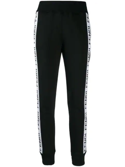 Fendi Roma/amor Logo Tape Track Trousers In Black