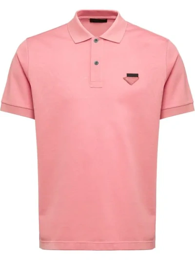 Prada Piqué Polo Shirt In Pink