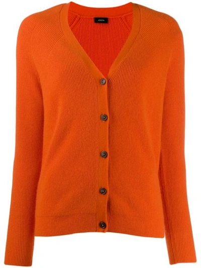 Joseph Ribbed Knit V-neck Cardigan In Orange