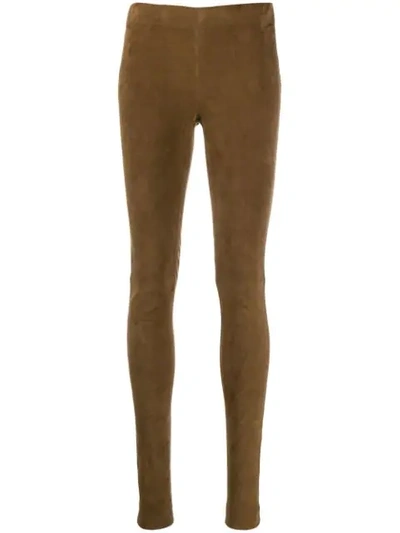 Joseph Suede Stretch Leggings In Brown