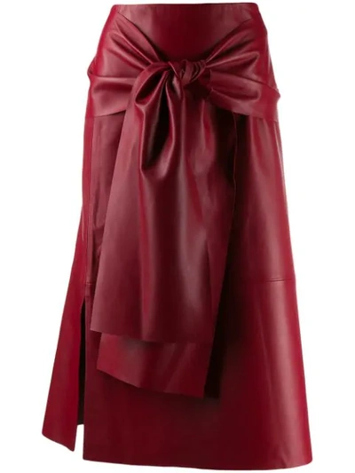 Joseph Renne Leather Skirt In Red