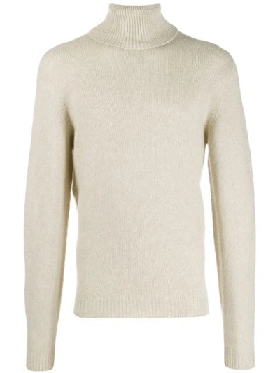 Roberto Collina Roll-neck Fitted Sweater In Neutrals