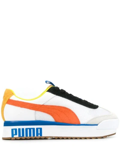 Puma Contrast Logo Sole Trainers In White