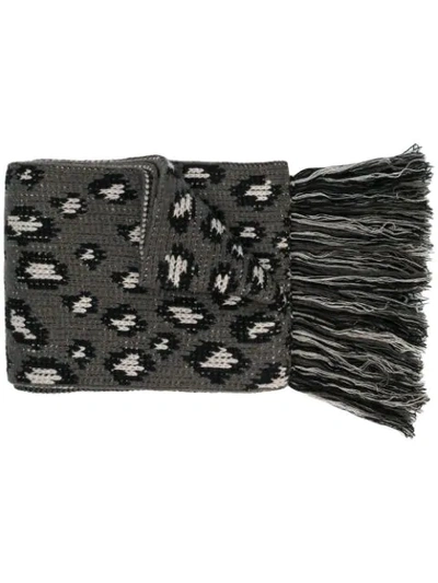 Alanui Leopard Intarsia Scarf In Black