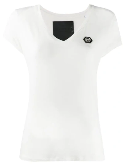 Philipp Plein T-shirt Mit Logo-schild In 1 White