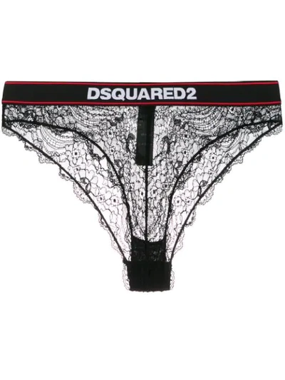 Dsquared2 Logo Lace Briefs In Black