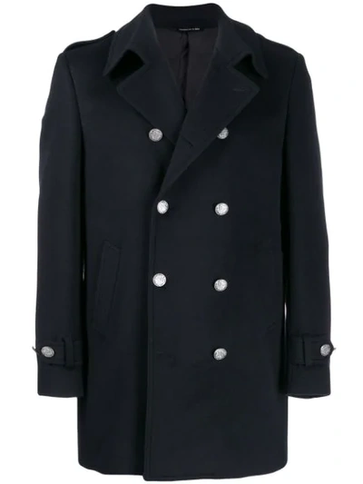 Tonello Double Breasted Coat In Blue