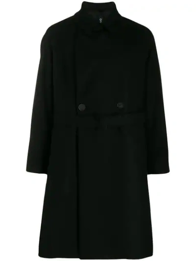 Hevo Double Breasted Coat In Black